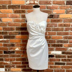 White House Black Market White Ruffle Strapless Dress Size 2
